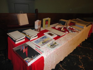 Some of the silent auction items at the St. Joseph Day Dinner.
