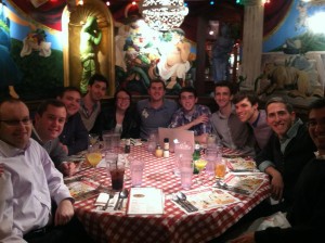 The YAG loves to eat at Bucca di Beppo across the street from church.