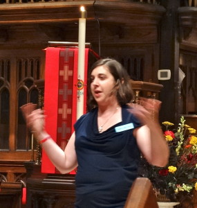 Rabbi Laurie Green delivers the sermon on Pentecost Sunday at Dignity/Washington