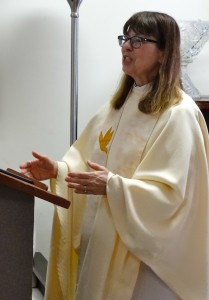 Rev. Ann Penick delivering her homily for the Feast of the Immaculate Heart of Mary, June 28, 2014 at the Dignity Center in Washington DC